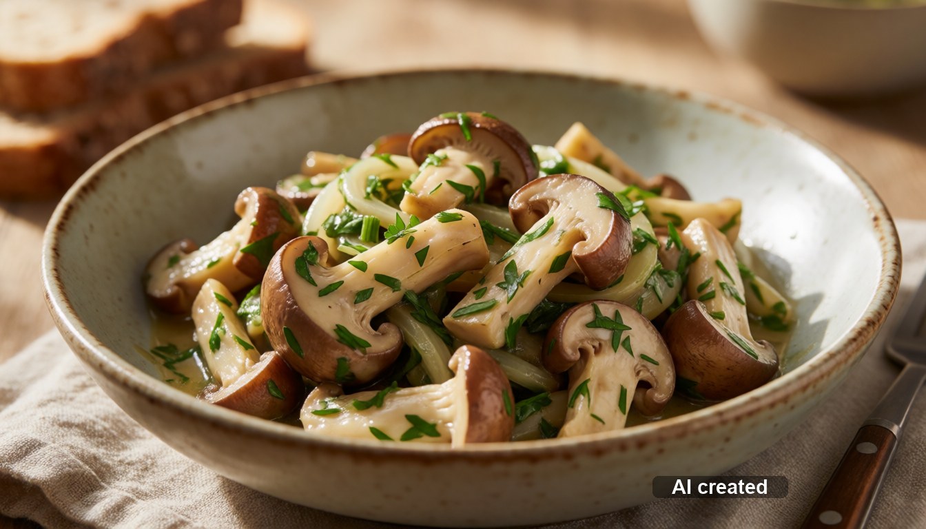 Gebratene Waldpilze mit Knoblauch