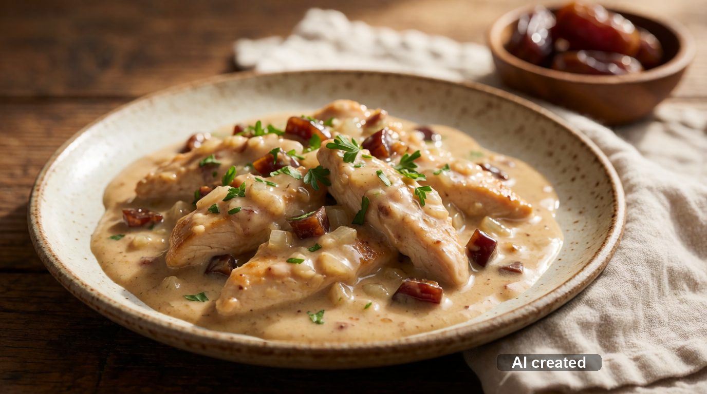 Hähnchen-Geschnetzeltes in Dattel-Sahnesauce