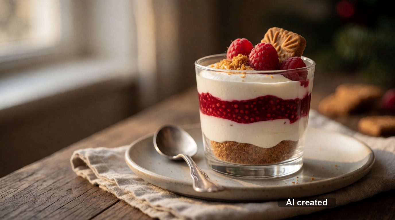 Spekulatius Dessert mit Himbeeren