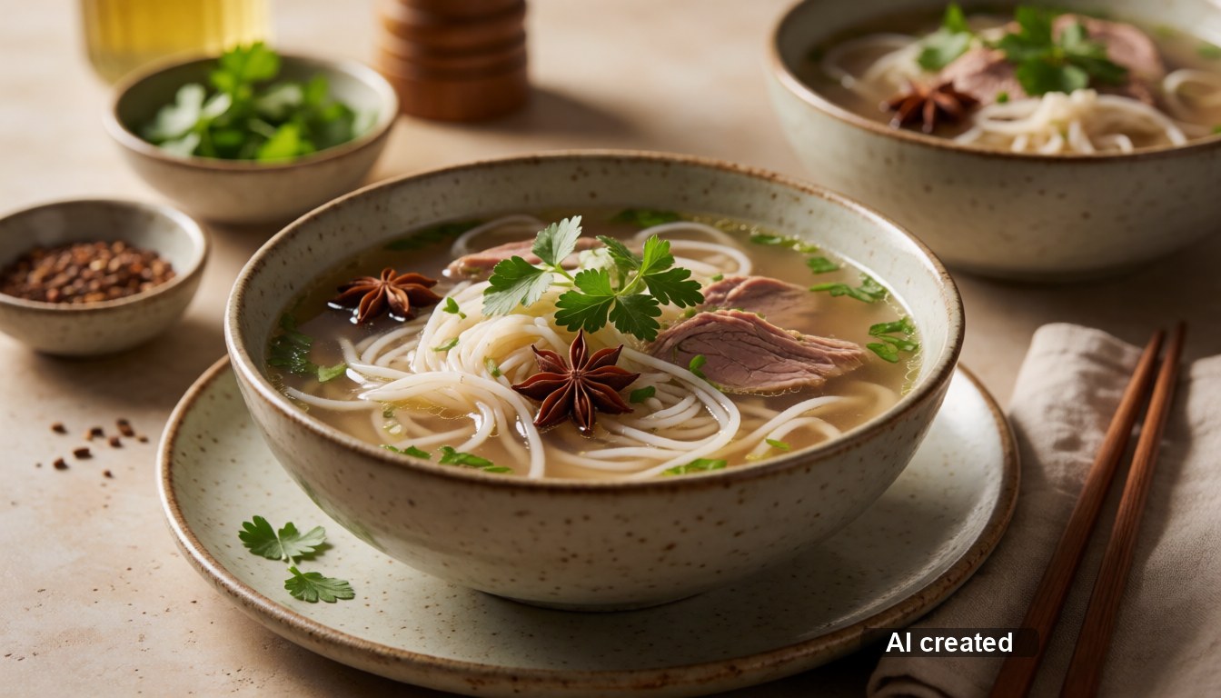 Pho Bo (vietnamesische Rindfleisch-Nudelsuppe)